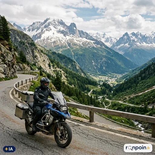 Moto sur route de montagne